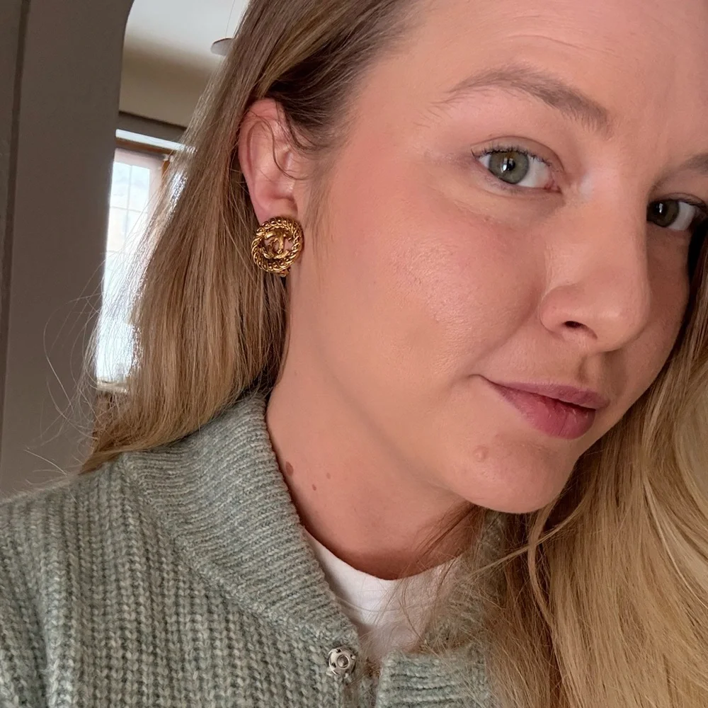 Chanel Gold Interlocking Clip Earrings - Picture 7 of 7